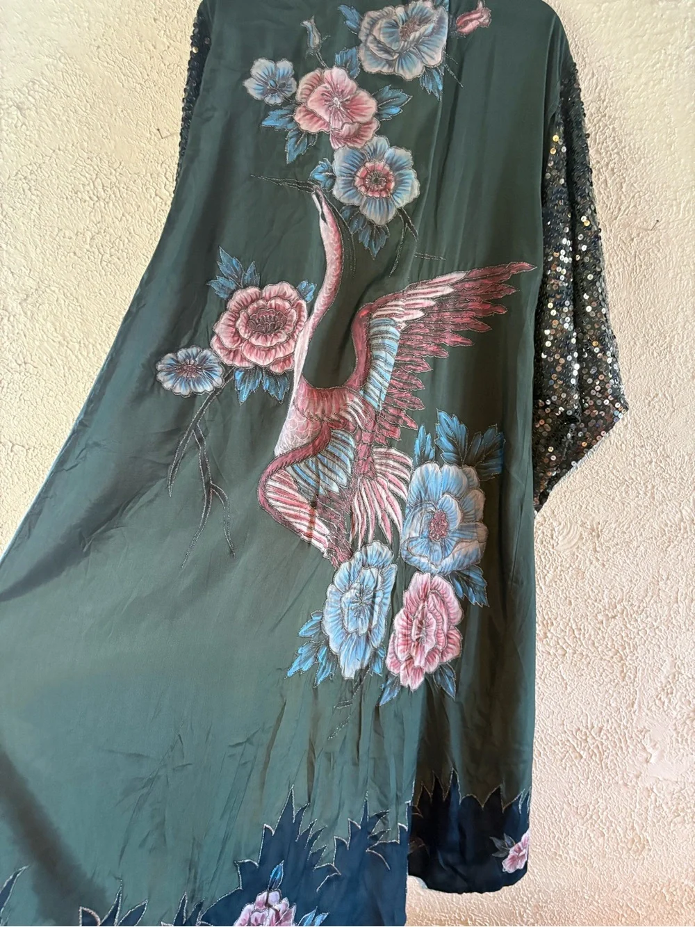 Free People Dark Green Sequined Kimono